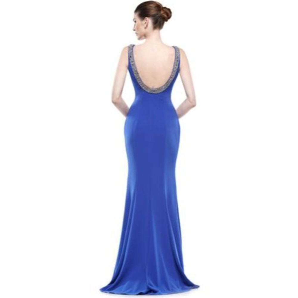 NWT Marsoni By Colors Jeweled Bateau Trumpet Prom Gown/Dress Size 10 Royal Blue